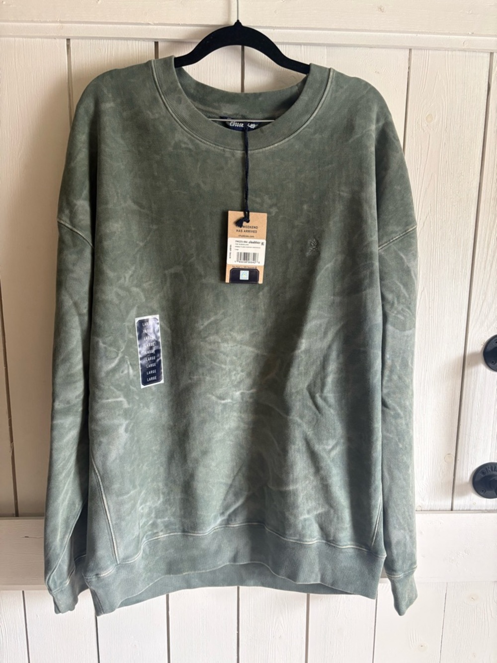 chubbies Olive Green Crewneck Sweatshirt (distressed look)